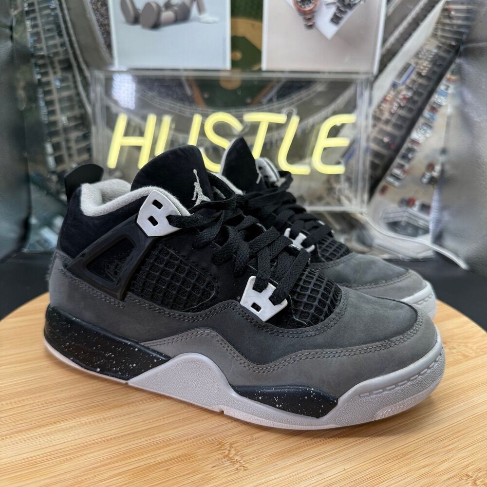 Nike Air Jordan 4 Retro (PS) Fear Pack Black Anthracite Youth Size 2Y